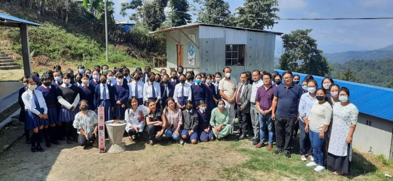 Rotarians of Rotary Club Kohima, teachers and students of GHS New Market, Kohima during the installation of sanitary napkins vending machine on October 12. (Photo Courtesy: RCK)